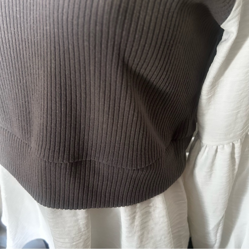 Patrizia Luca Milano Top lagenlook long bell sleeves Grey white size medium - Picture 11 of 15